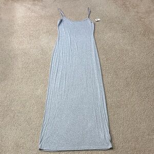 Aerie Light Gray Ribbed Soft Lounge Long Slip Dress